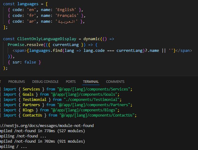 A view of my developement enviroment showing an implementation of localisation for english, french and arabic.  