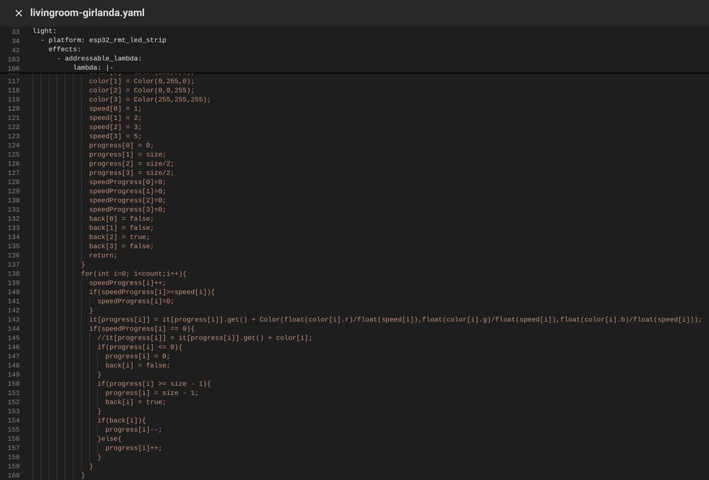 ESP Home definition of one addressable light effect