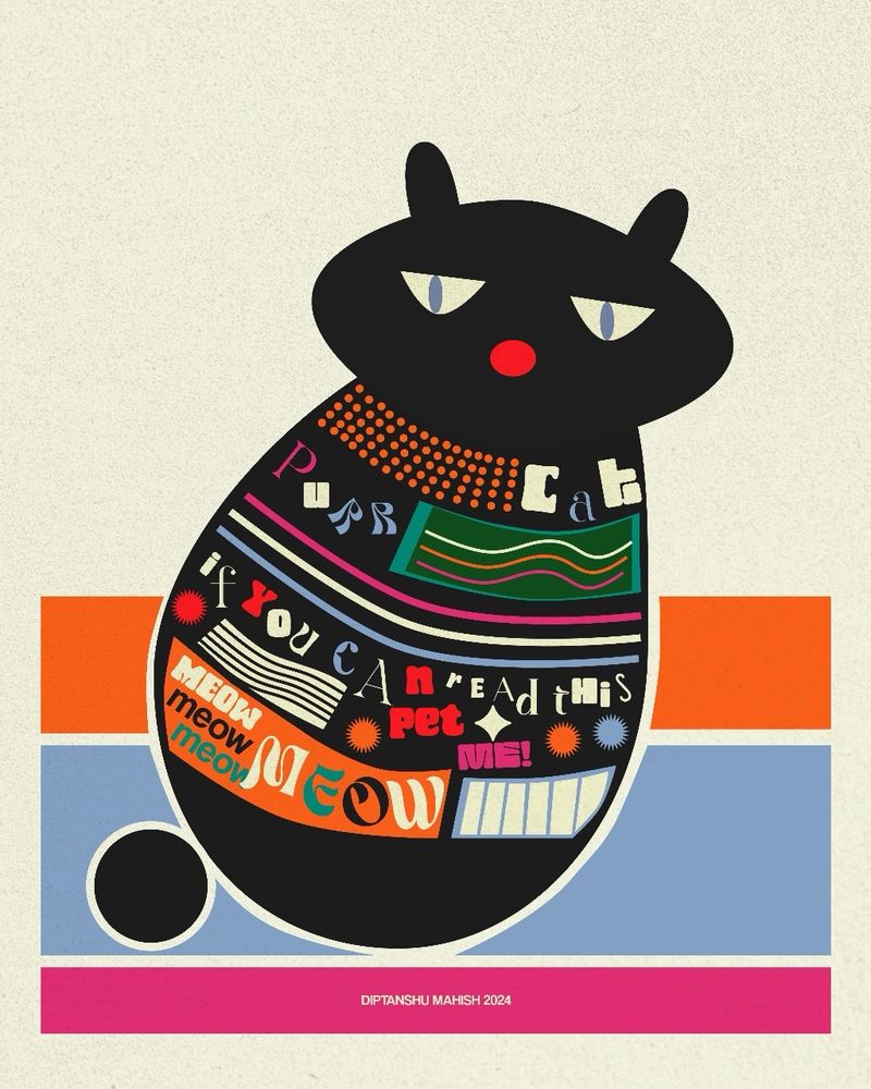 if you can read this, pet me, with an abstract image of cat