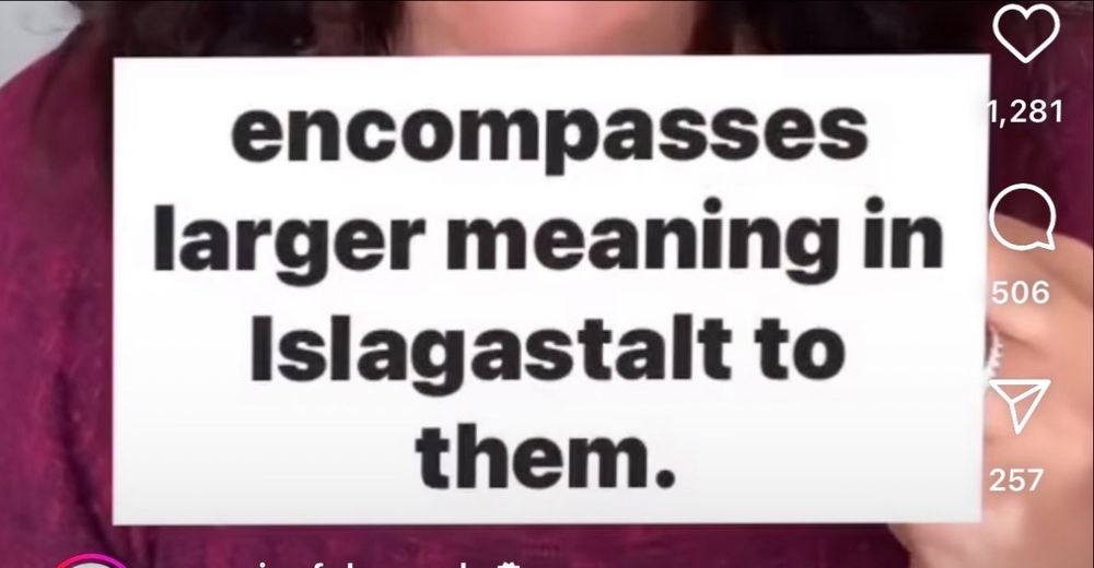 Picture shows a caption to a video saying “encompasses larger meaning in Islagastalt to them” instead of …. (Time to break up a non-word) - AI captions must be checked for accessibility to be possible. Otherwise it’s leaving it to statistics. And we don’t want that!!! 