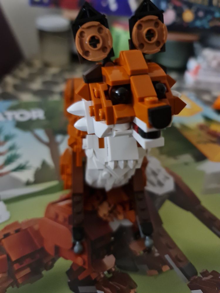 Partially built Lego fox
