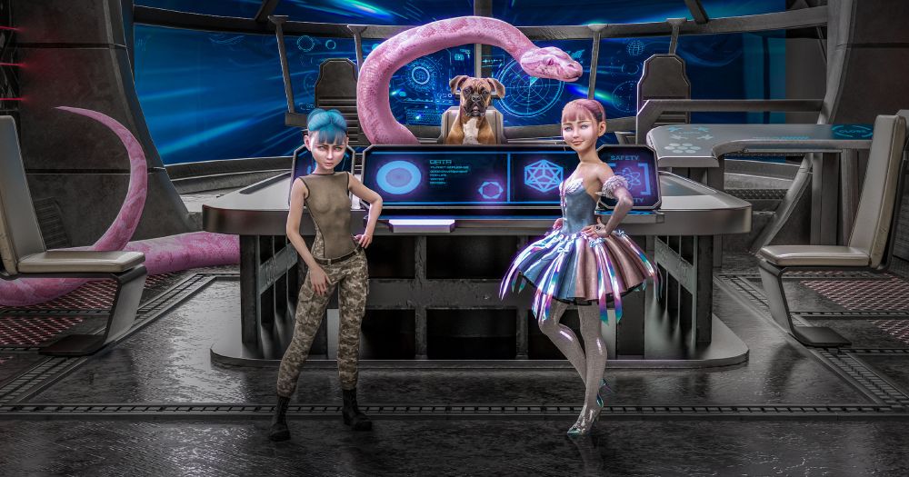 Sssindy, Tau, and the Better Angels on the bridge of Angels' Wings.