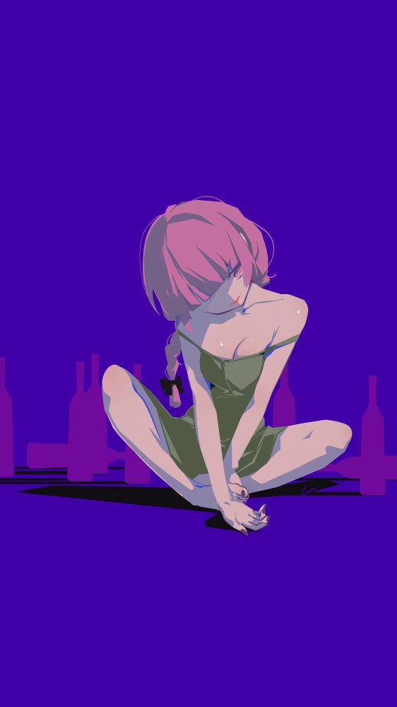 kikuri hiroi (bocchi the rock!) sitting cross-legged lookin real out of it, just absolutely zonked