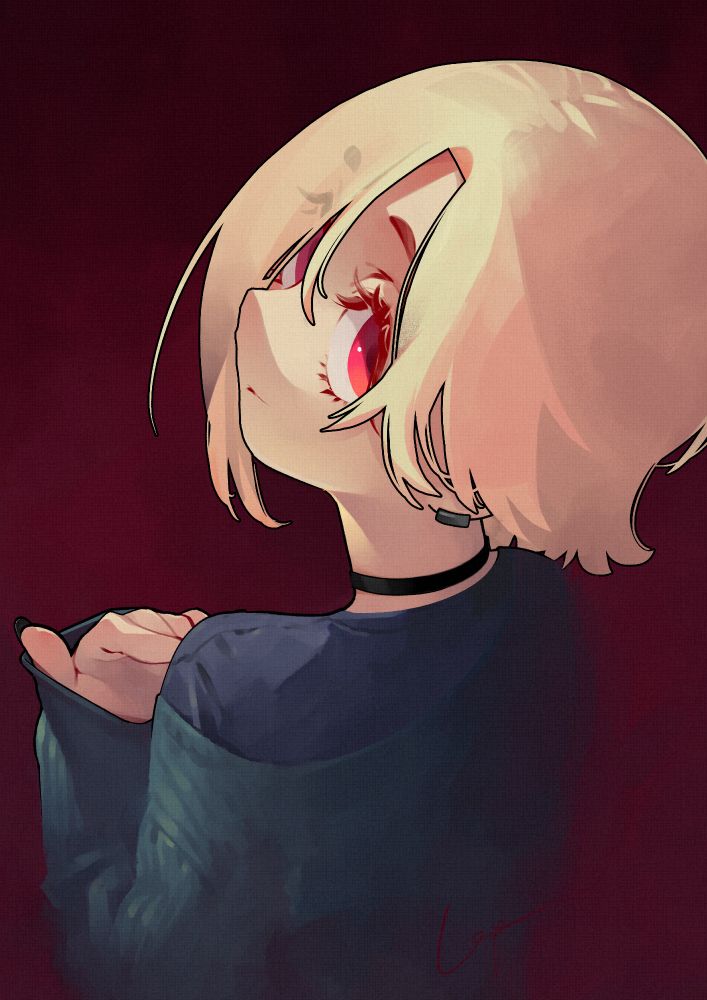 shirasaka koume (im@s cinderella girls) looking back over her shoulder at the viewer. she's wearing her casual outfit (a dark t-shirt with pale green cardigan over top) from her in-game card, "Creepy Friends"