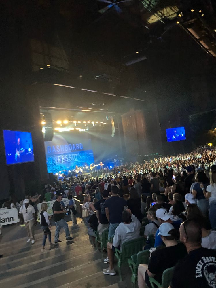 The GooGoo Dolls playing at a crowded venue at the Mann center in Philadelphia 