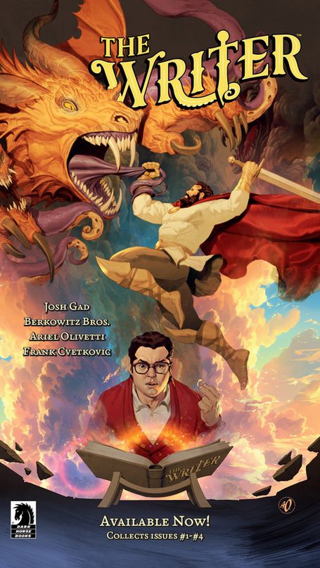 Promotional image for The Writer paperback collection, with cover illustration by Ariel Olivetti