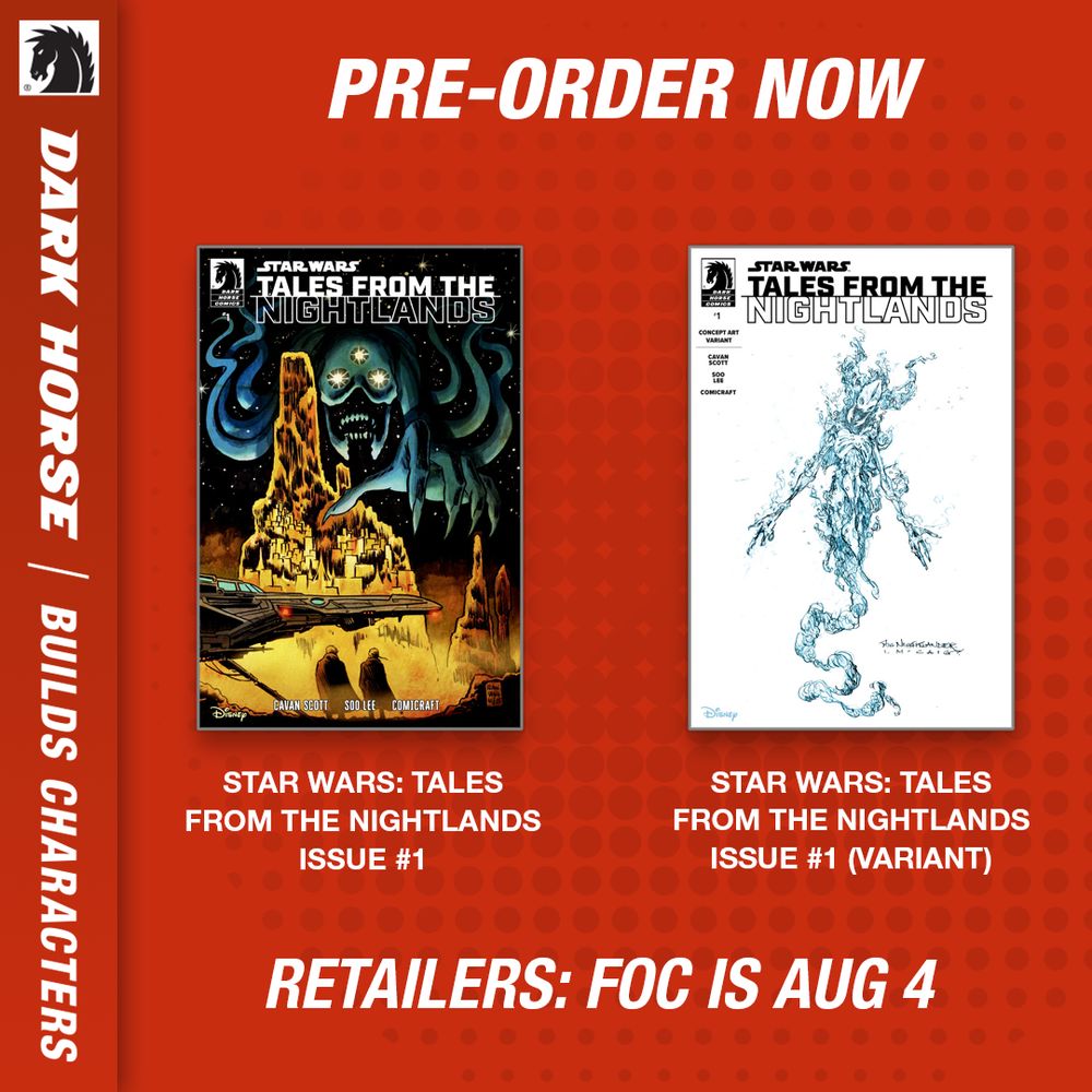Pre-order graphic for Star Wars: Tales from the Nightlands issue #1. Both base cover (from Francesco Francavilla) and variant cover (from Ian McCaig) are featured.
