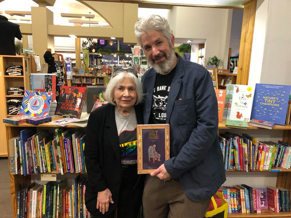 Margie Kraft Kindt and Matt Kindt, mother and son, pose at Left Bank Books with their new graphic novel, Gilt Frame