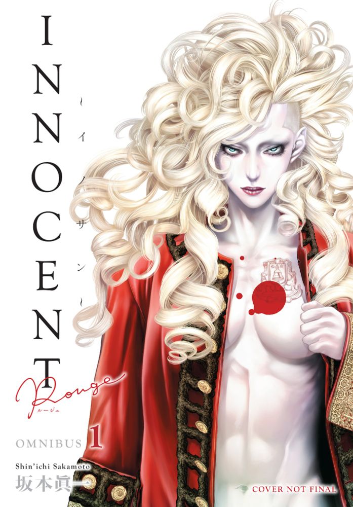 Cover of Innocent Rouge Volume 1 by Shin'ichi Sakamoto. Cover features Marie-Joseph Sanson. Not final cover.