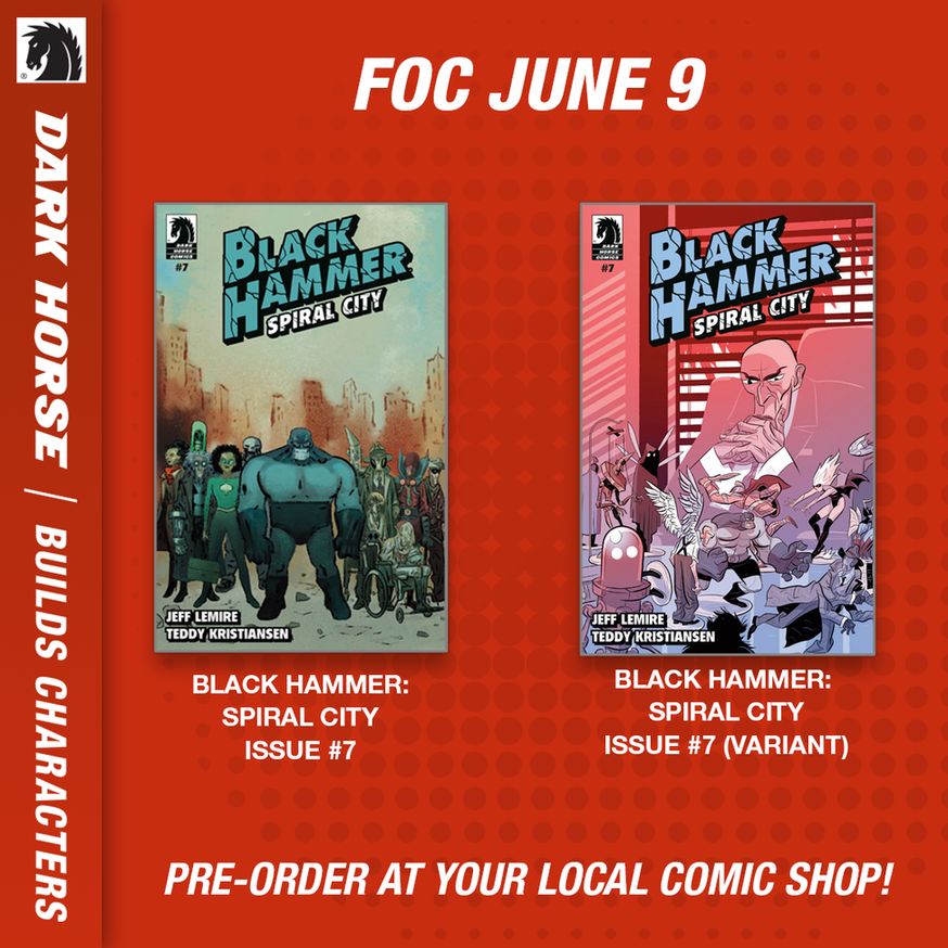 Post showing the two covers for issue #7 of Black Hammer: Spiral City
