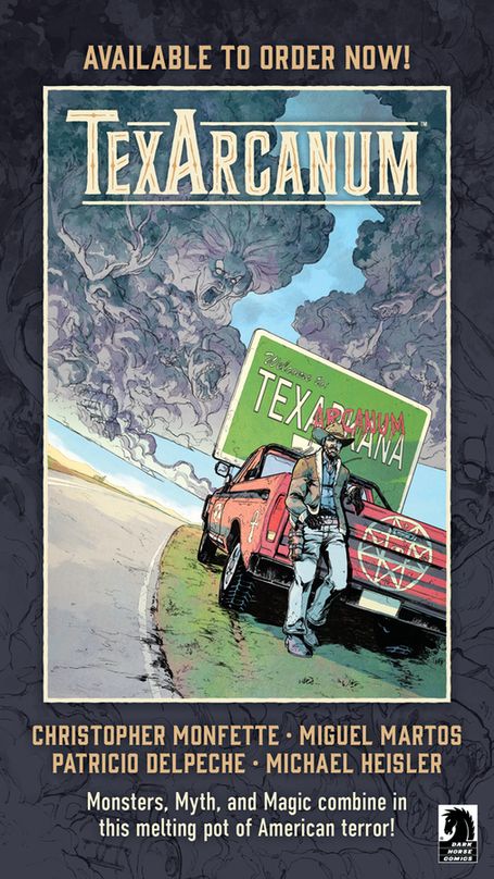 Promotional image for Texarcanum issue #1, featuring cover illustration from Miguel Martos