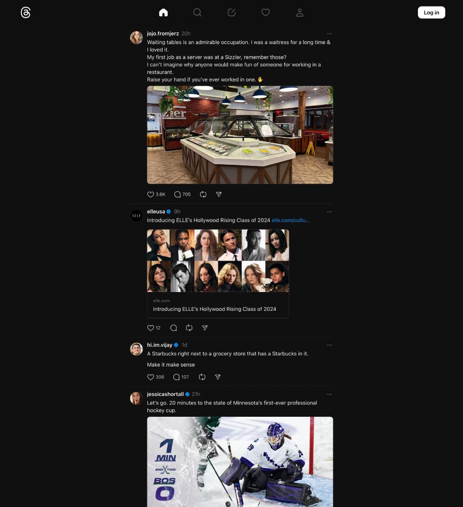 Logged out view of Threads