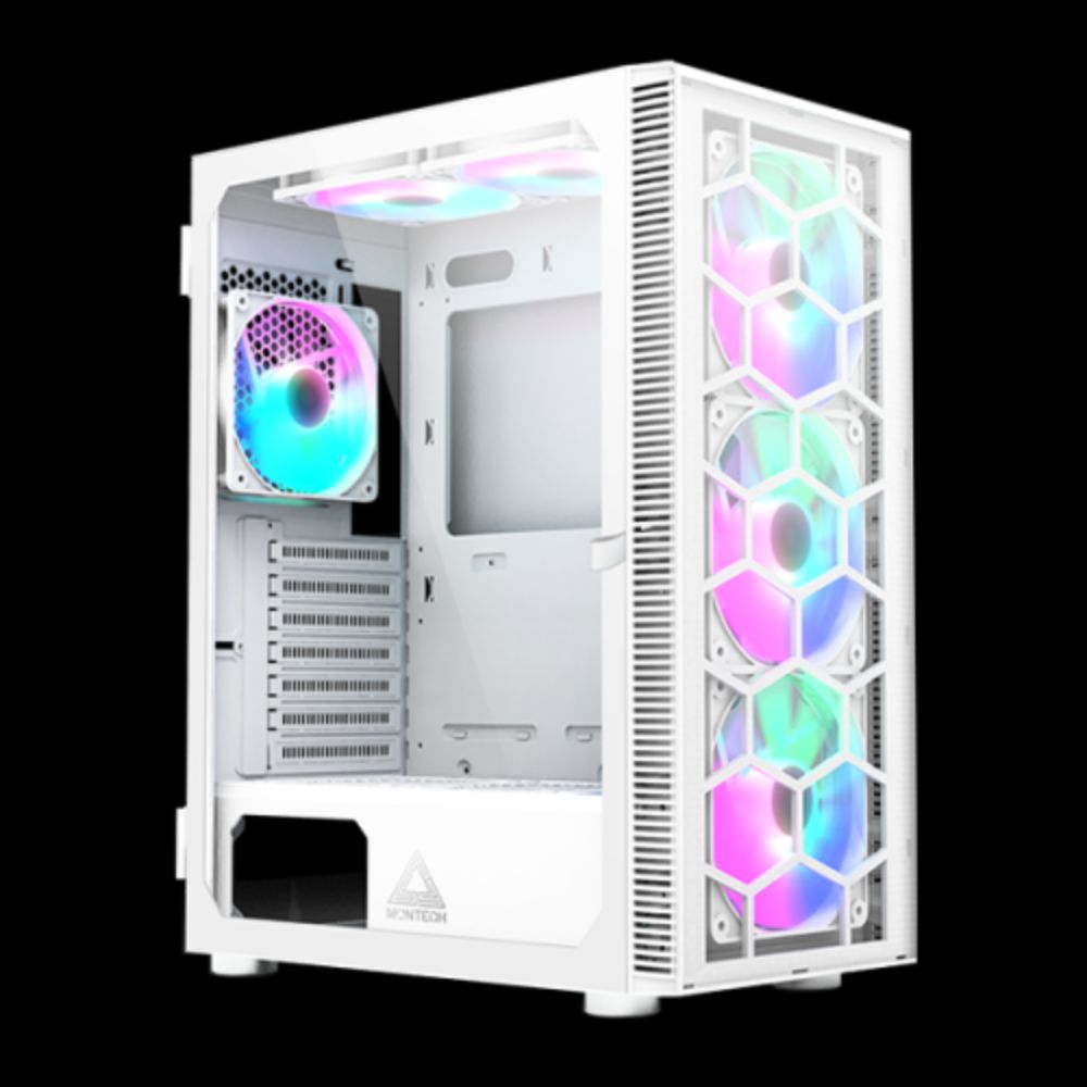 Gabinete Gamer Montech X3 Glass, Mid Tower, White, ATX, 6 Fans, Vidro Temperado