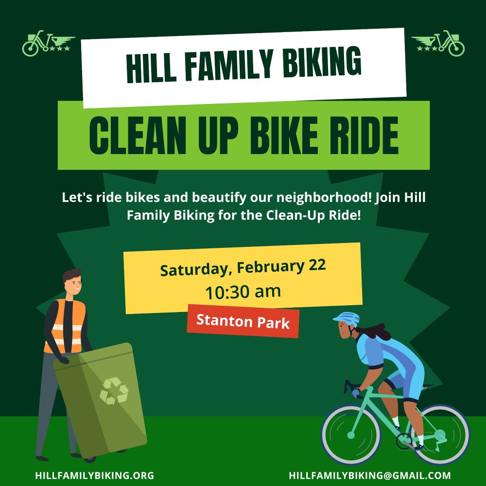 Hill family biking clean up ride flyer 