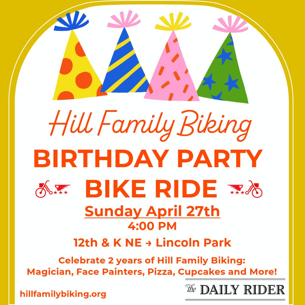 Hill Family Biking Birthday Ride on Sunday April 27th at 4pm
Celebrate 2 years of Hill Family Biking