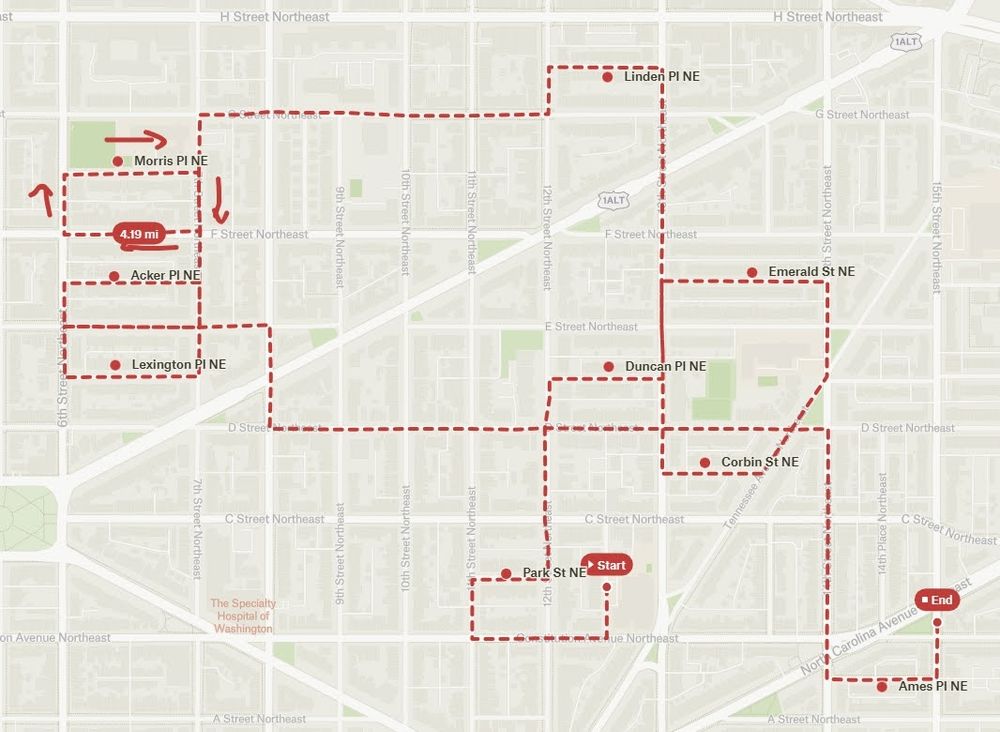 Route for Tiny Streets Ride