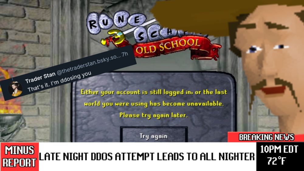 MINUS REPORT: "LATE NIGHT DDOS ATTEMPT LEADS TO ALL NIGHTER"