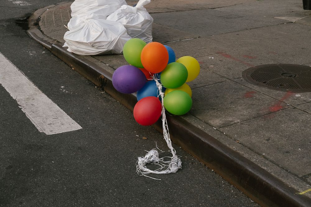 trash balloons on NYC streets