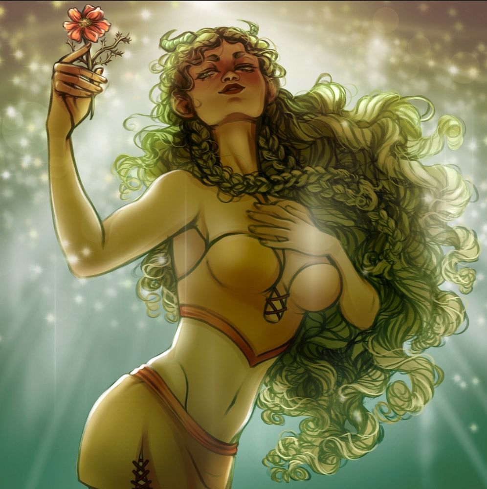 Lady with long hair with the light of a goddess shining on her
