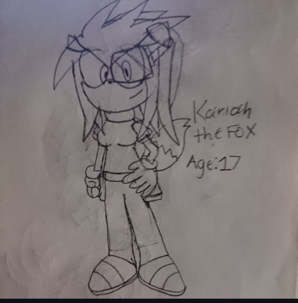 My first drawing of Kariah back in November 2014. Fun fact her hairstyle in this sketch is referenced in my design for Kariah's teen self.

I've pretty much done that for all of my OCs who were former Sonic OCs with the exception of Kenji.