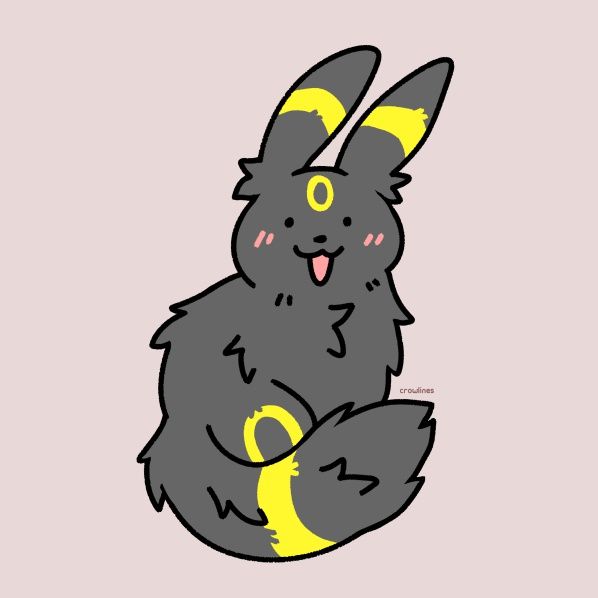 drawing of an umbreon (pokemon) with lots of fuzz