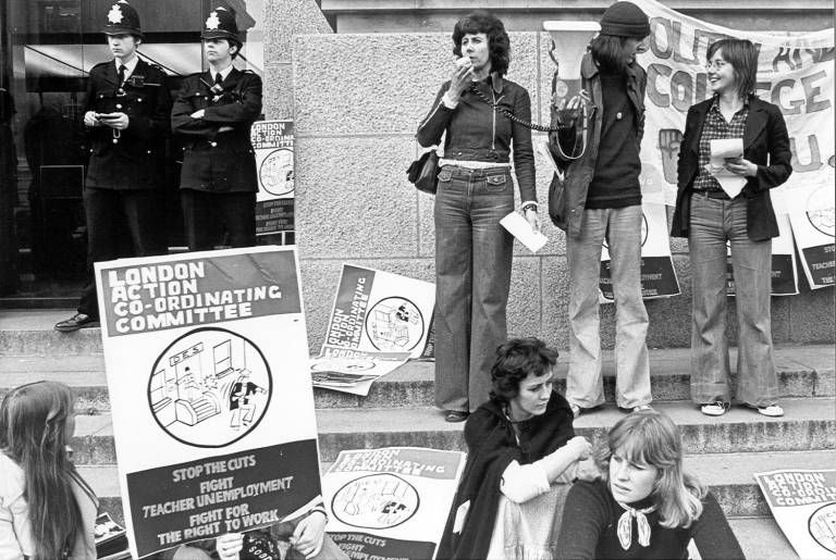 Students protesting against education cuts 1970s, IOE Archive; UCL students with their mascot Phineas in the 1930s, UCL Special Collections.