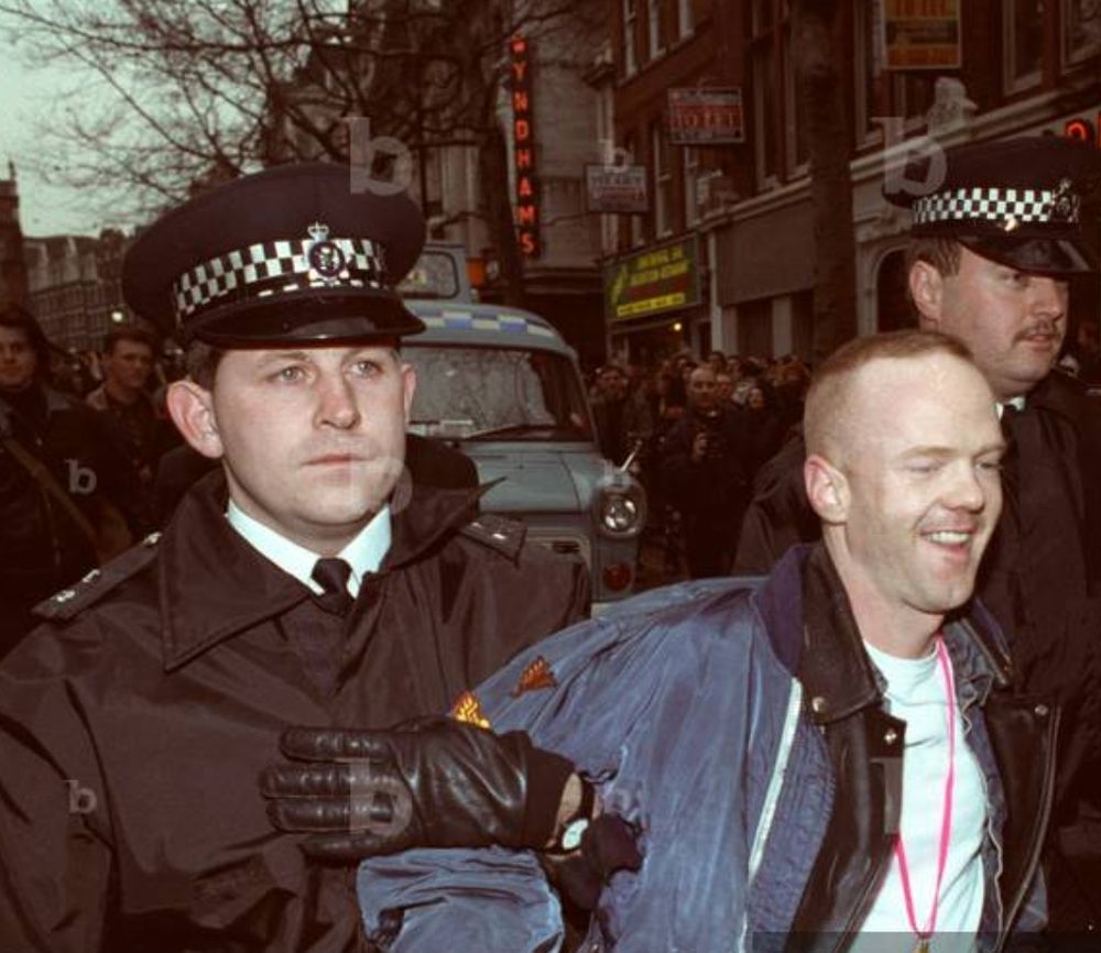 Jommy Somerville being arrested at a gay rights protest