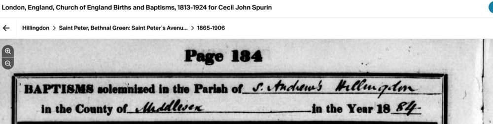 Parish Register of St Andrews, Hillingdon catalogued under St Peter Bethnal Green. 