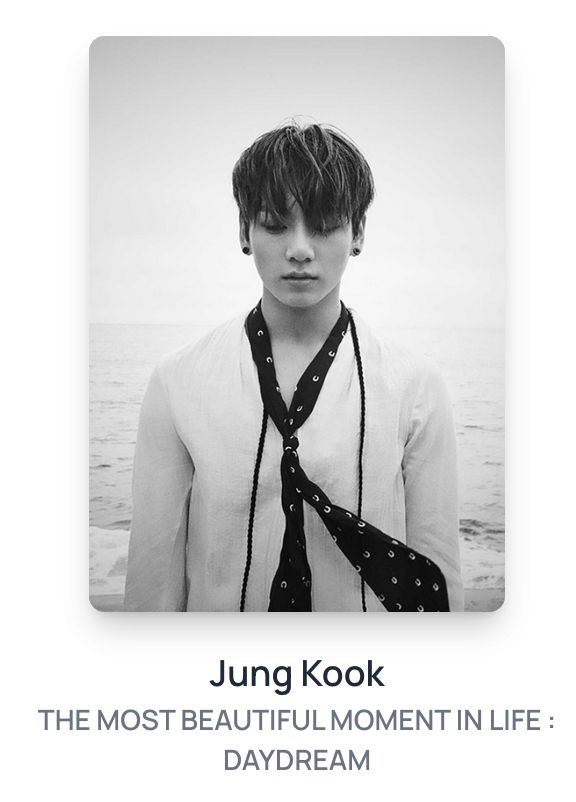 screenshot from bcd app where i got a jungkook photocard from the most beautiful moment in life: daydream