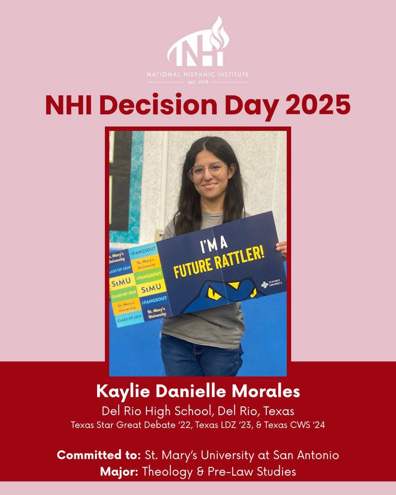 A picture of Kaylie Danielle Morales from Del Rio High School holding a sign saying "I'm a future Rattler!" announcing that she's going to St. Mary's University