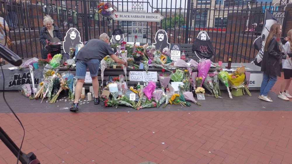 "Black Sabbath Bridge" with floral tribute to Ozzy
