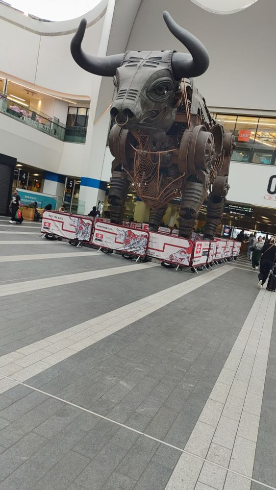 Ozzy the Bull, from the 2022 Commonwealth Games opening ceremony, now at Birmingham New Street station (aka Grand Central)