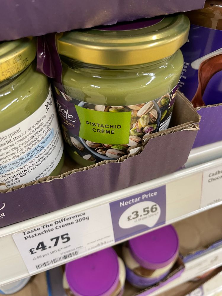 A photo of Sainsbury’s Taste the Difference pistachio crème 