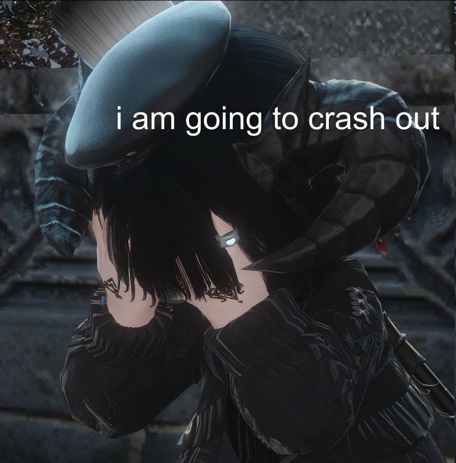 Winetta facepalms, with text superimposed, 'i am going to crash out'.