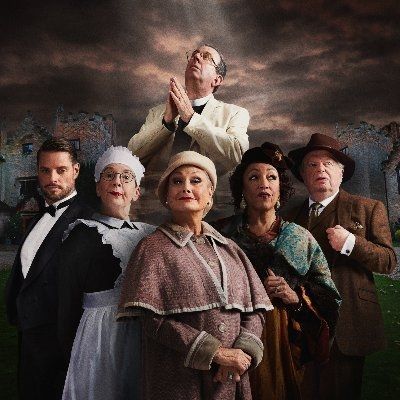 Promo shot for Celebrity Murder Mystery, featuring Richard Coles, Keith from Boyzone, Su Pollard, Angela Rippon, Sheila Ferguson and John Sergeant.