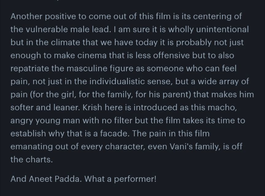 Letterboxd review of Hindi film Saiyaara 