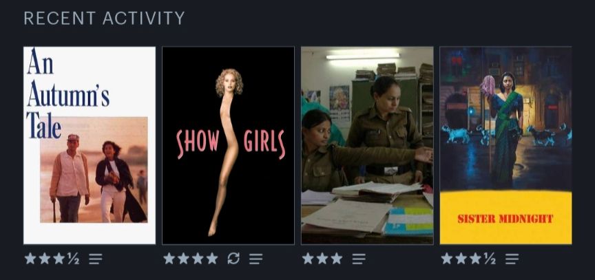 Letterboxd Friday last four watched