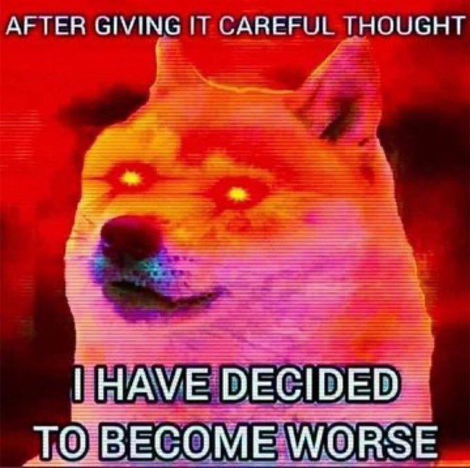 After giving it careful thought, I have decided to become WORSE. #NAFO