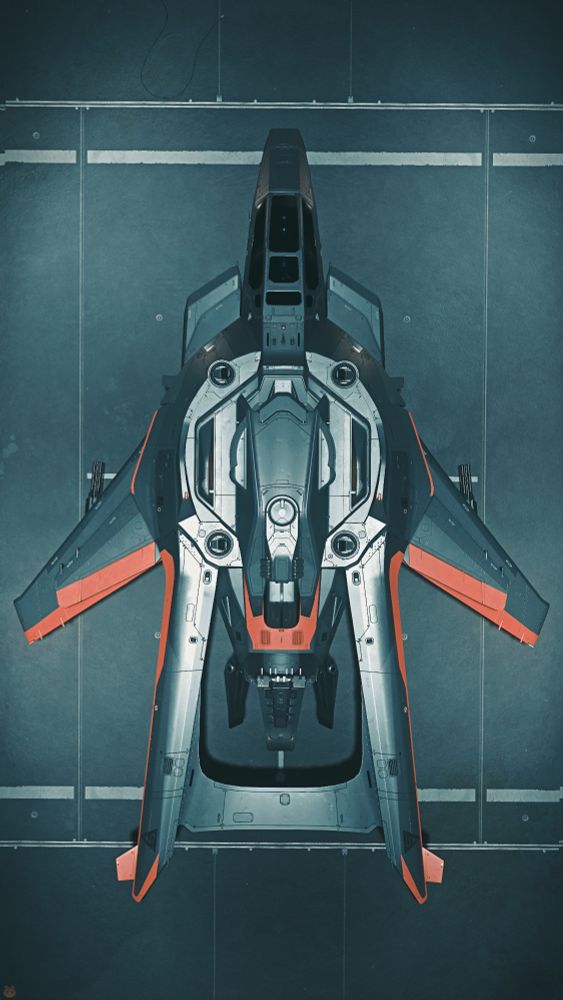 Above view of the Anvil: F7C-S Ghost Mk.II on landing pad.