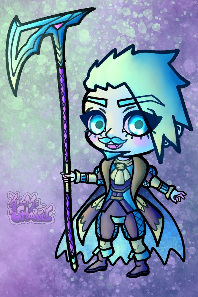 A chibi vampire in icy blue colors
