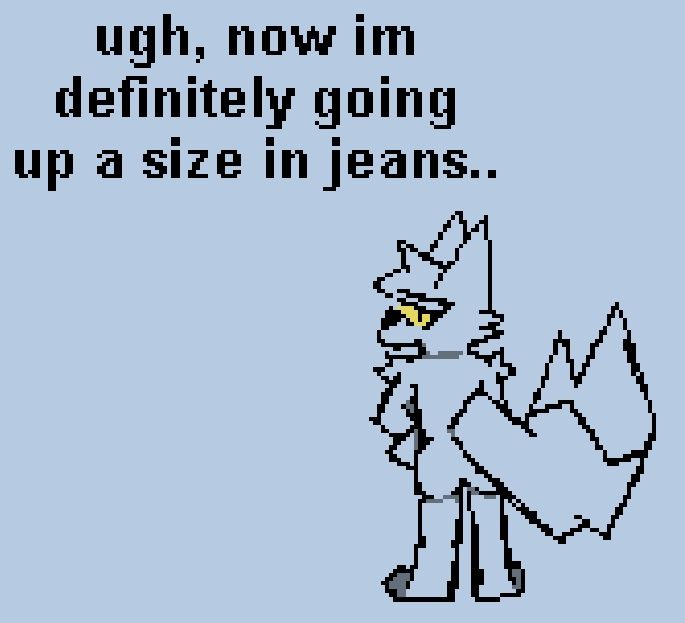 digital doodle of my fox fursona (they/them) standing with their back to the camera - showing off their ass. they're partially looking back with an uninterested expression on their face

text reads: "ugh, now i'm definitely going up a size in jeans..."