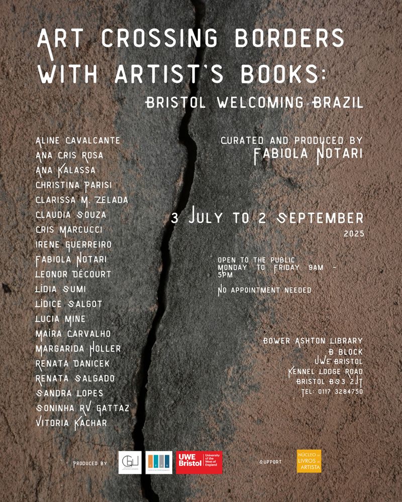Poster for an exhibition of artists books from Brazil at Bower Ashton Library in Bristol, UK.