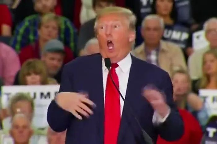 Donald Trump visibly making fun of a reporter's physical disability