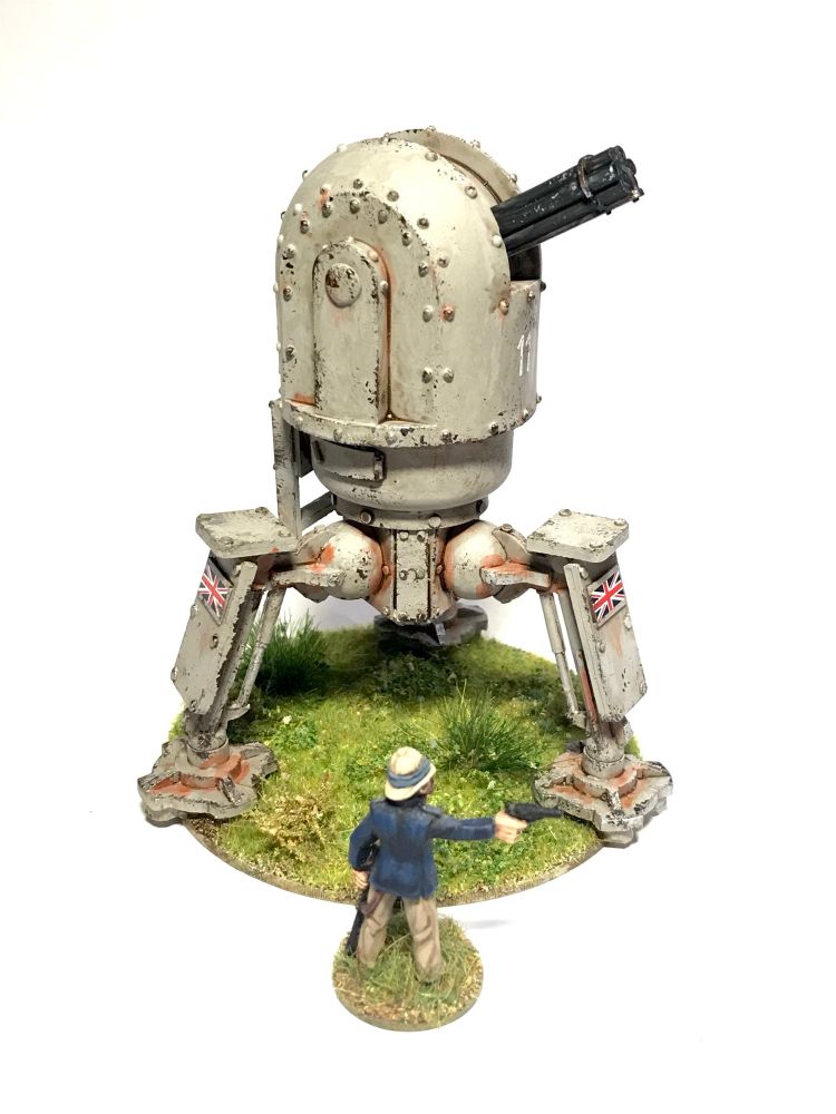 The same walker from a slightly different angle with a 28mm naval officer next to it to show the scale. 