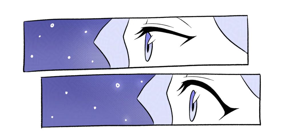 [Panel 3] She keeps leaning in. For what ? She doesn’t know. She doesn’t even notice she’s leaning in. Diana doesn’t move, her words would be lost on Akko, but she doesn't utter a word. Instead, their lips gently open, like they’re readying to share… to share what, exactly ?

[Panel 4] Diana’s eyes are completely focused on Akko. She’s also blind to their, so natural and yet intimate, closeness, lost in Akko’s eyes.
