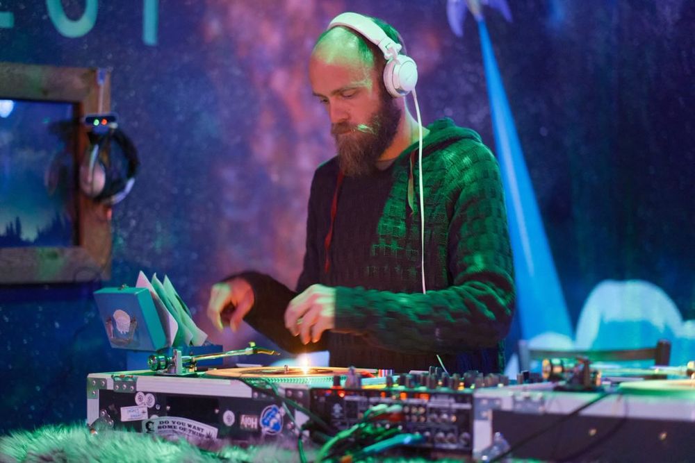 Me, mixing up those funky funky funky funky funky hit records at our weekly vinyl night 