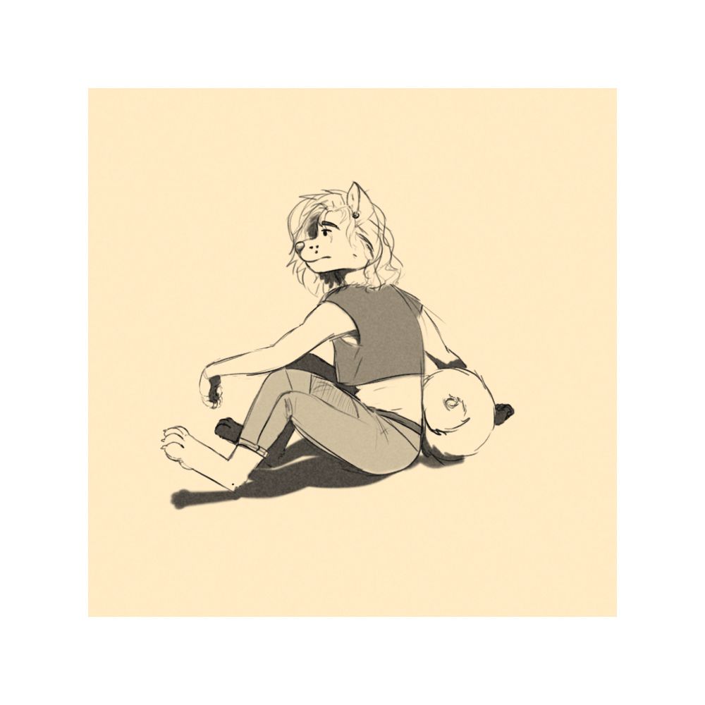 Anthro shiba inu furry sitting 