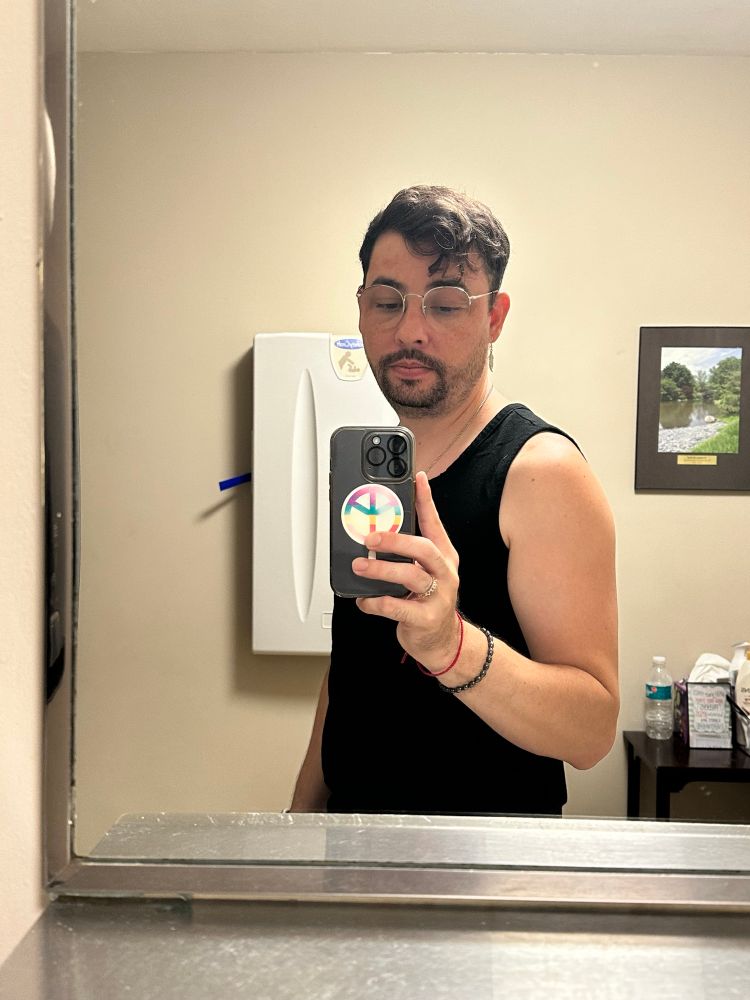 Mirror selfie without the button up shirt