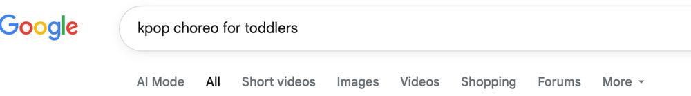 screenshot of google search for Kpop choreography for toddlers