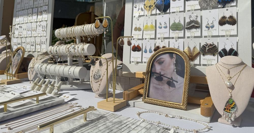 Miss Foxine Couture repurposes butterflies and sources sustainable products to create local jewelry.